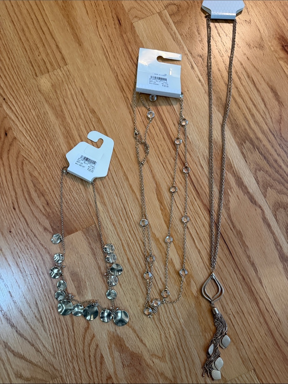 dressbarn Gold-Tone Layered Necklace Trio with Pendant and Discs